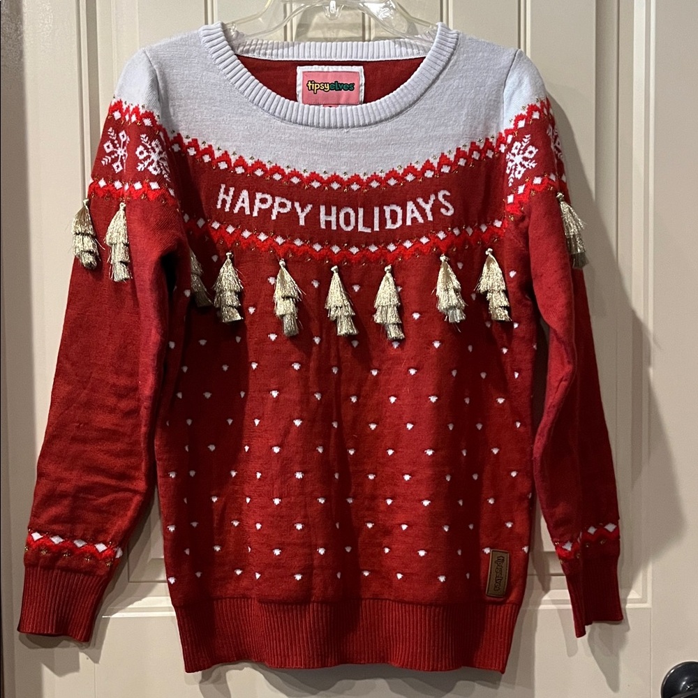 Tipsy Elves Happy Holidays Ugly Christmas Sweater Size M Women’s